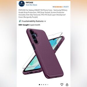 Purple Phone Case with Screen Protector Galaxy A16/A17